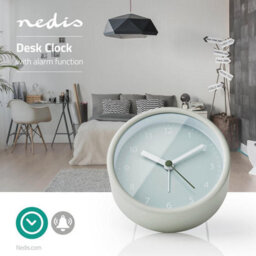 Nedis Alarm Clock For Bedside Desk Easy Read Analogue Display, Battery, Sage Green - thumbnail 4