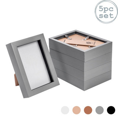"Nicola Spring 4 X 6"" Photo Frames - Grey - 3D Photo Frame Picture Frame Box Portrait Display Case (17.5 X 12.5Cm) Set Of 5" - image 1