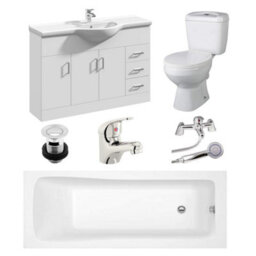 Veebath Sophia 1800mm Bath Vanity Unit, Toilet & Taps Bathroom Suite - thumbnail 1