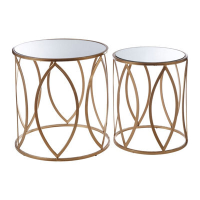 Orsina Stable Set Of Two Gold Finish Side Tables, Stylish Kitchen Side Table For Breakfast, Robust Breakfast Table - image 1