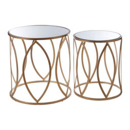 Orsina Stable Set Of Two Gold Finish Side Tables, Stylish Kitchen Side Table For Breakfast, Robust Breakfast Table - thumbnail 1
