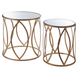 Orsina Stable Set Of Two Gold Finish Side Tables, Stylish Kitchen Side Table For Breakfast, Robust Breakfast Table - thumbnail 2