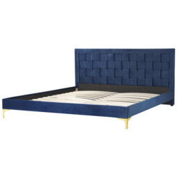 Beliani Bed Velvet Limoux 180 X 200 Cm (Eu Super King) Navy Blue - thumbnail 4