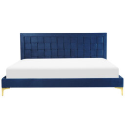 Beliani Bed Velvet Limoux 180 X 200 Cm (Eu Super King) Navy Blue - thumbnail 5