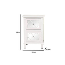 Melody Maison Pair Of White Mirrored Lattice Bedside Tables - Sabrina White Range - thumbnail 7