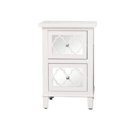 Melody Maison Pair Of White Mirrored Lattice Bedside Tables - Sabrina White Range - thumbnail 6