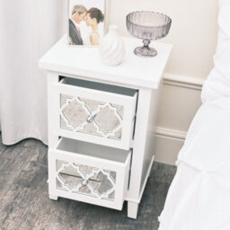 Melody Maison Pair Of White Mirrored Lattice Bedside Tables - Sabrina White Range - thumbnail 5