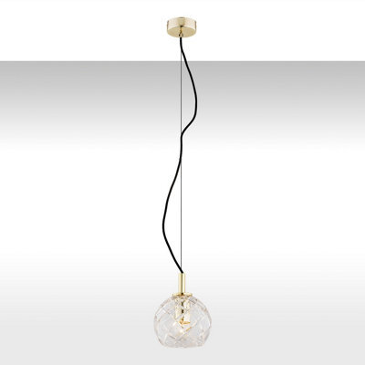Luminosa Lighting Luminosa Oviedo Dome Pendant Ceiling Light Transparent, Brass Steel