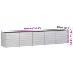 Berkfield Practical Garden Raised Bed 400X80X77 Cm Galvanized Steel Silver - thumbnail 7