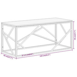 Berkfield Coffee Table Silver Stainless Steel And Solid Reclaimed Wood - thumbnail 8