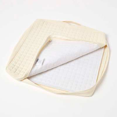Homescapes Cream Quilted Cotton Armchair Booster Cushion Cover - image 1