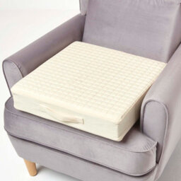 Homescapes Cream Quilted Cotton Armchair Booster Cushion Cover - thumbnail 2