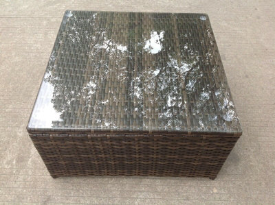 Fimous  Square Rattan Coffee Tea Side Table Indoor Outdoor Use Garden Furniture Accessory Patio Dark Brown Mixed - image 1