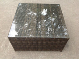 Fimous  Square Rattan Coffee Tea Side Table Indoor Outdoor Use Garden Furniture Accessory Patio Dark Brown Mixed - thumbnail 1