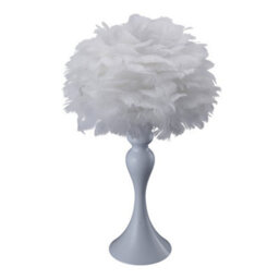 Living And Home White Accent Ceramic Feather Bedroom Bedside Table Lamp With Led Light 30Cm X 46Cm - thumbnail 4