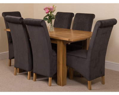 That's Furniture Hampton 120Cm - 160Cm Oak Extending Dining Table And 6 Chairs Dining Set With Montana Black Fabric Chairs - image 1