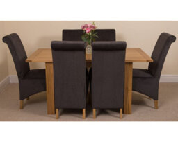 That's Furniture Hampton 120Cm - 160Cm Oak Extending Dining Table And 6 Chairs Dining Set With Montana Black Fabric Chairs - thumbnail 2