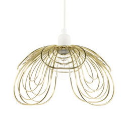 Happy Homewares Polished Gold Metal Wire Overlapping Petal Ceiling Pendant Light Shade - thumbnail 3