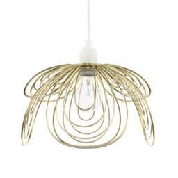 Happy Homewares Polished Gold Metal Wire Overlapping Petal Ceiling Pendant Light Shade - thumbnail 2