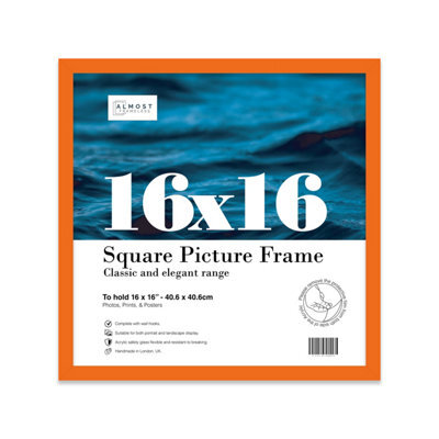 16X16 Orange Picture Frame (40.6 X 40.6Cm) Poster, Photo, Artwork, Gallery Wall Or Print - image 1