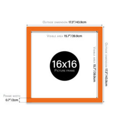 16X16 Orange Picture Frame (40.6 X 40.6Cm) Poster, Photo, Artwork, Gallery Wall Or Print - thumbnail 3