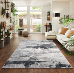 Smart Living Modern Carved Area Rug, Living Room Carpet, Kitchen Floor, Bedroom Soft Rugs 60Cmx220Cm-Emperor(310 Onyx Silver) - thumbnail 1