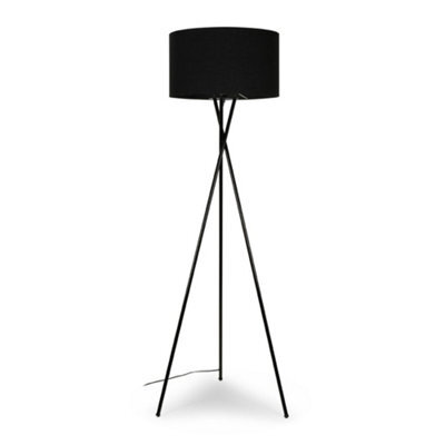 Valuelights Camden Black Tripod Floor Lamp With Drum Shade And Bulb - image 1