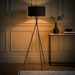 Valuelights Camden Black Tripod Floor Lamp With Drum Shade And Bulb - thumbnail 3