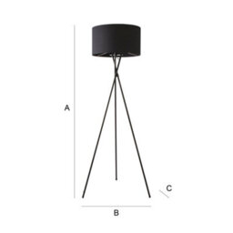 Valuelights Camden Black Tripod Floor Lamp With Drum Shade And Bulb - thumbnail 7