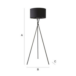 Valuelights Camden Black Tripod Floor Lamp With Drum Shade And Bulb - thumbnail 9