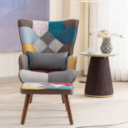 Matteo Vibrant Multi-Colour Lounge Chair & Footstool Set For Living Room - Comfortable & Stylish - thumbnail 4