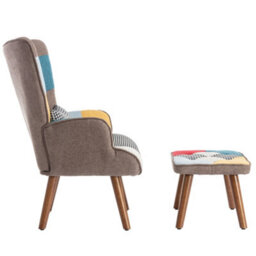 Matteo Vibrant Multi-Colour Lounge Chair & Footstool Set For Living Room - Comfortable & Stylish - thumbnail 7