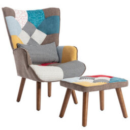 Matteo Vibrant Multi-Colour Lounge Chair & Footstool Set For Living Room - Comfortable & Stylish - thumbnail 1