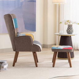 Matteo Vibrant Multi-Colour Lounge Chair & Footstool Set For Living Room - Comfortable & Stylish - thumbnail 3
