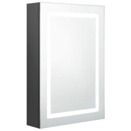 Berkfield Led Bathroom Mirror Cabinet Grey 50X13X70 Cm - thumbnail 2