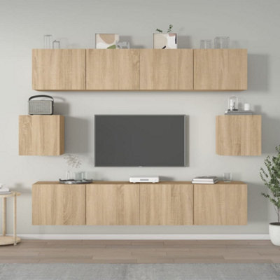 Walplus 6 Piece Tv Cabinet Set Sonoma Oak Engineered Wood - image 1