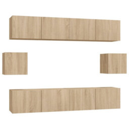 Walplus 6 Piece Tv Cabinet Set Sonoma Oak Engineered Wood - thumbnail 2