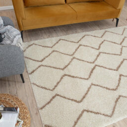 The Rugs Moroccan Shaggy Rugs And Runners Soft Fluffy Wavy Trellis Design High Pile Beige And Ivory Living Room Kitchen Hallway 830 - thumbnail 5