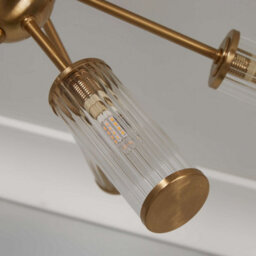 Pagazzi Lighting Pagazzi Enid Brushed Gold & Ribbed Glass Semi-Flush Ceiling Light - thumbnail 4