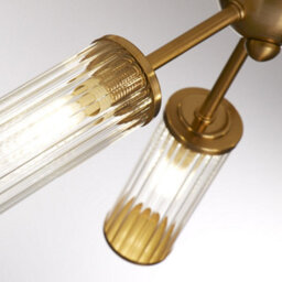 Pagazzi Lighting Pagazzi Enid Brushed Gold & Ribbed Glass Semi-Flush Ceiling Light - thumbnail 5