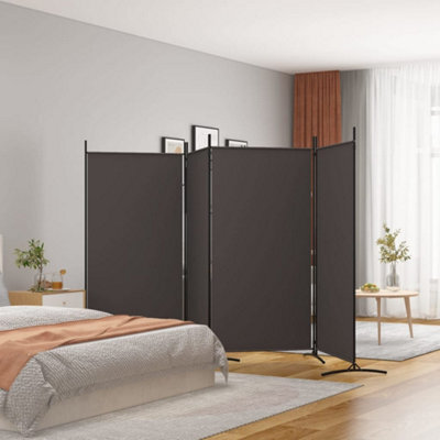 Walplus 4-Panel Room Divider Brown 346X180 Cm Fabric - image 1