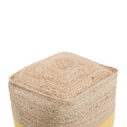 Beliani Yellow Jute Knit Pouf Ottoman 44 X 44 X 44 Cm - Boho Footstool And Extra Seat - thumbnail 5