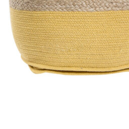 Beliani Yellow Jute Knit Pouf Ottoman 44 X 44 X 44 Cm - Boho Footstool And Extra Seat - thumbnail 6