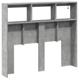 Berkfield Headboard Cabinet With Led Concrete Grey 120X17X102 Cm - thumbnail 8