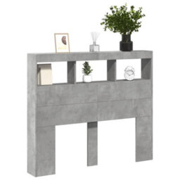 Berkfield Headboard Cabinet With Led Concrete Grey 120X17X102 Cm - thumbnail 5