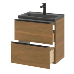 GoodHome Imandra Slimline Walnut Effect Wall-Mounted Bathroom Cabinet (H) 600mm (W) 600mm - thumbnail 8