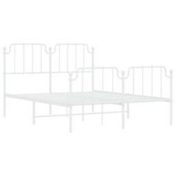 Berkfield Metal Bed Frame Without Mattress With Footboard White 140X190Cm - thumbnail 4