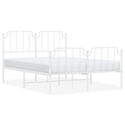 Berkfield Metal Bed Frame Without Mattress With Footboard White 140X190Cm - thumbnail 2