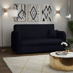 Viva Loft Iii Sofa Bed With Sleep Function Storage Container Chipboard Wood Frame Metal Legs 145Cm Wide Black