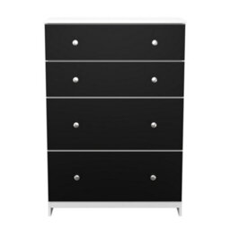Portland 4 Drawer Deep Chest Of Drawers In Black & White Matt (Ready Assembled) - thumbnail 2